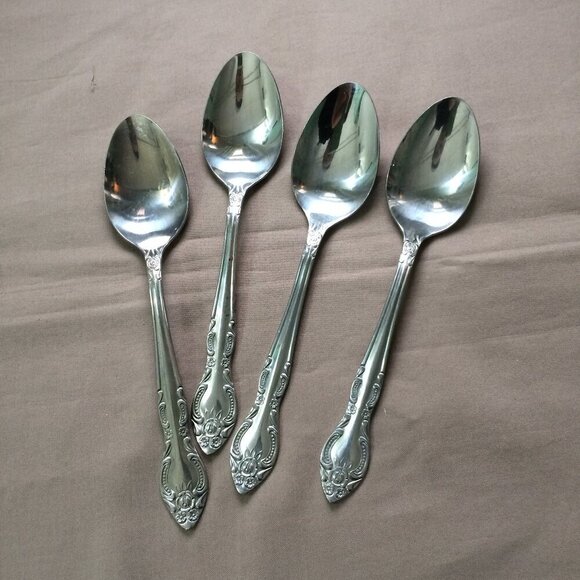 Rogers Lisette Vintage Flatware Silverware 4 Teaspoons Stainless Steel Korea - Picture 1 of 5